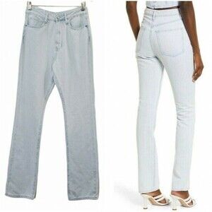 NWT WeWoreWhat The Icon Jeans 2 Light Icy Wash Straight Leg High Rise